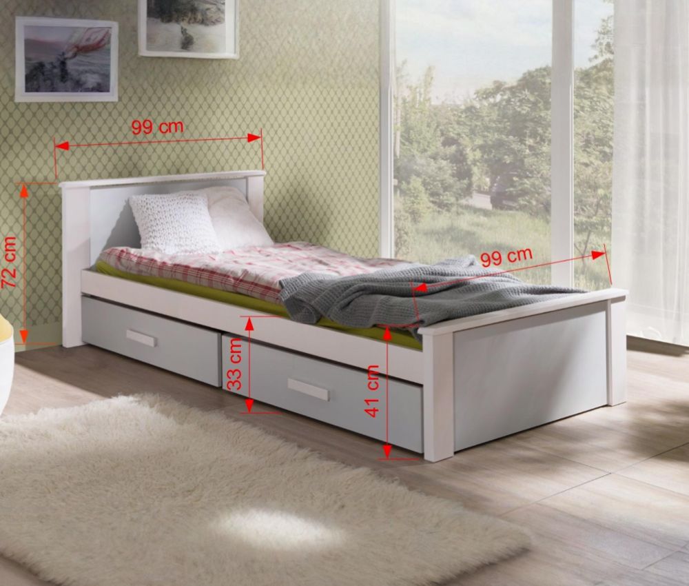 . kép Meblobed Aldo Gyerekágy – fehér alap, szürke kiegészítő 90x200 cm