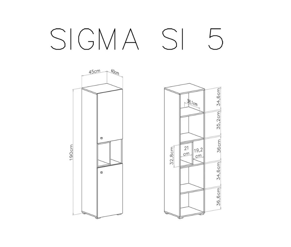 Meblar Sigma SI5 könyvesszekrény – részlet