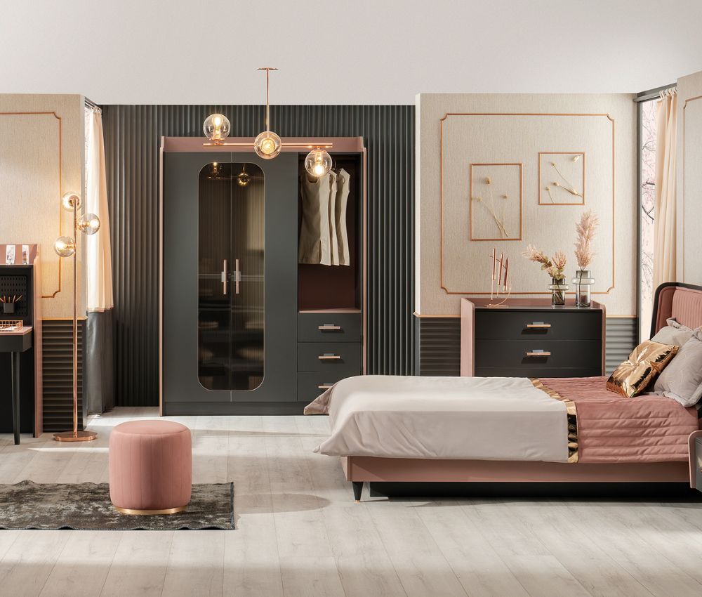 Valencia mennyezeti lámpa rose gold kivitelben