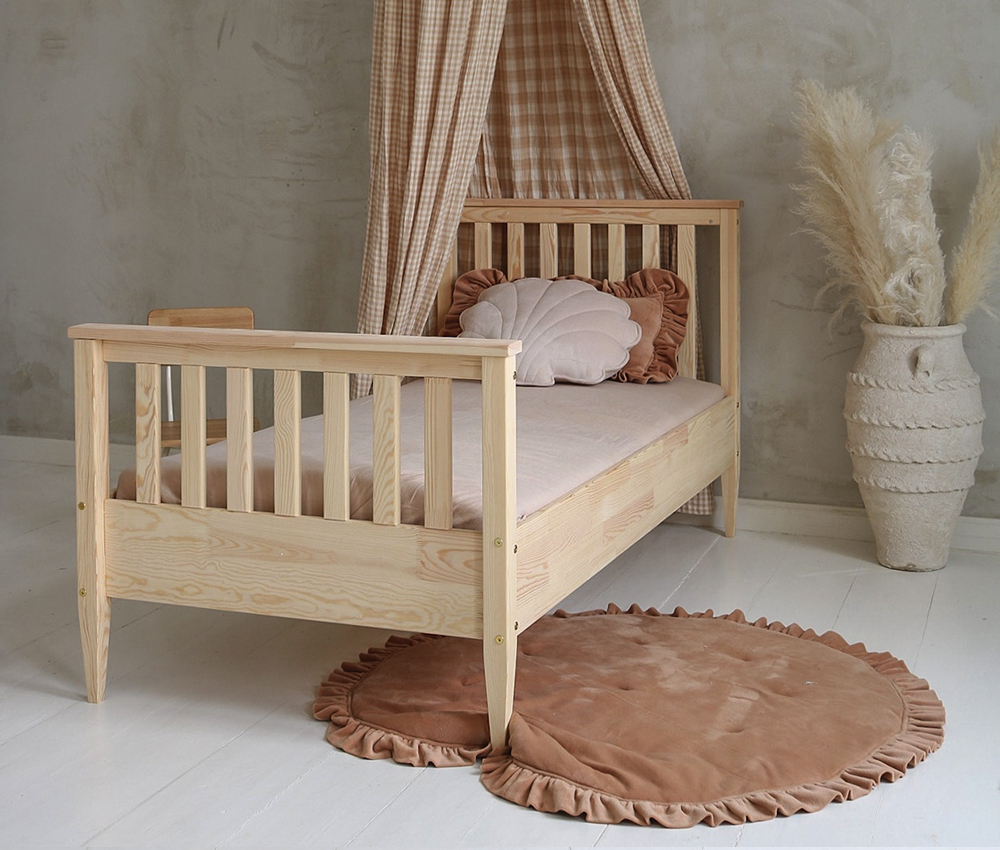 BOHO RAILING gyerekágy elő- és hátvéggel, skandináv stílusban