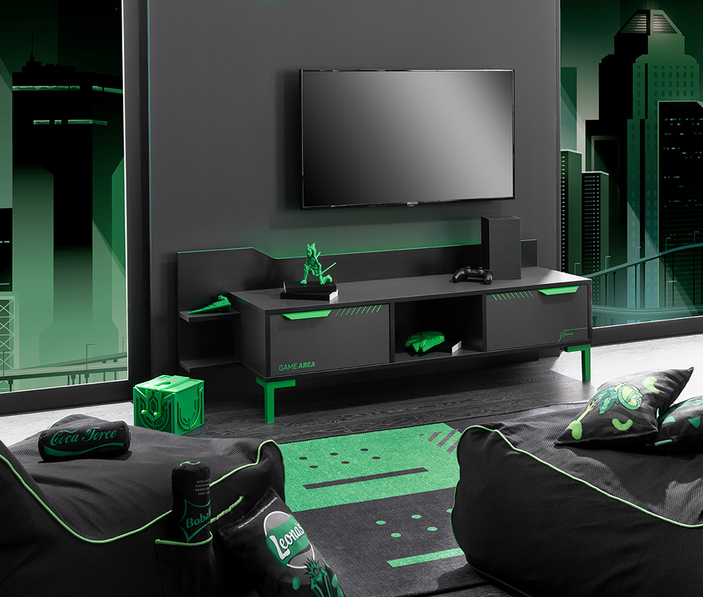 Caploonba Targon Gamer TV Állvány előlnézet