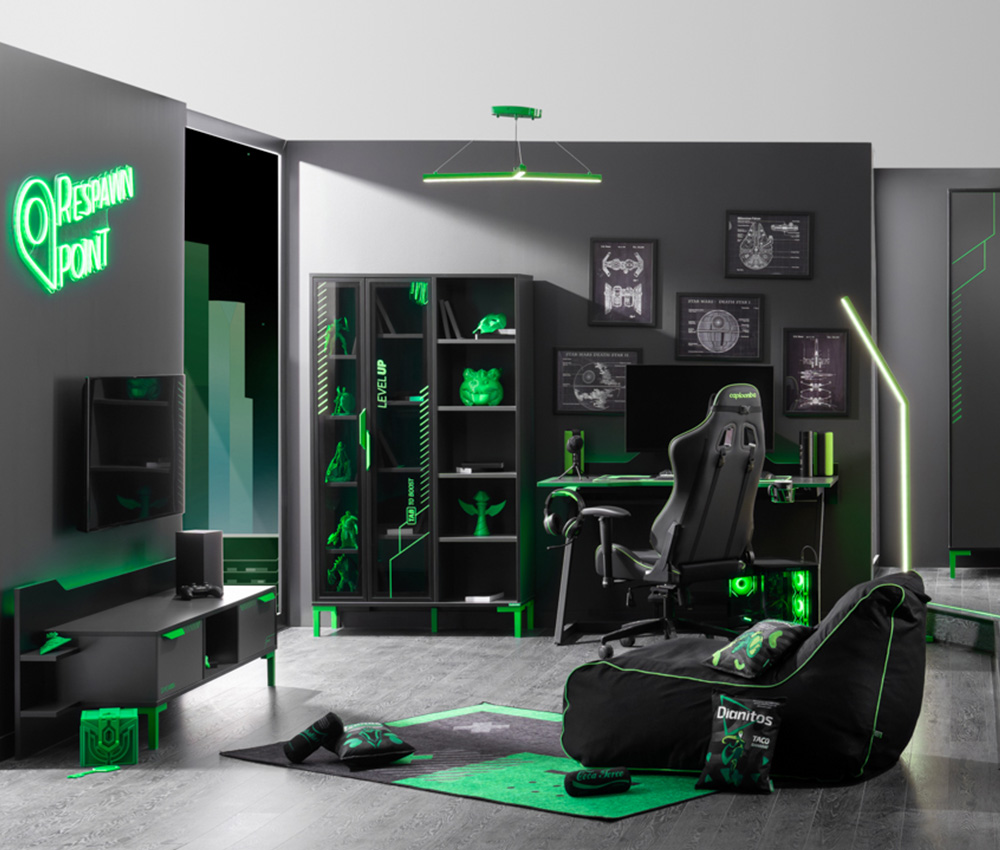Caploonba Targon Gamer Íróasztal LED világítással