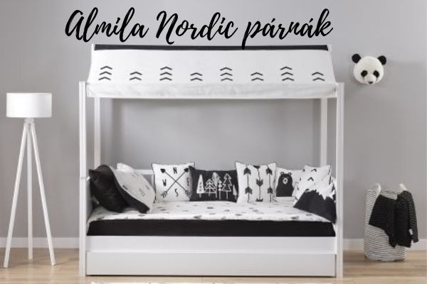 Almila Nordic házikó ágy díszpárnákkal