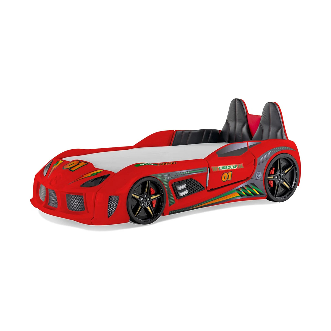 Caploonba Turbo Car Piros Autóságy (90x190 cm)