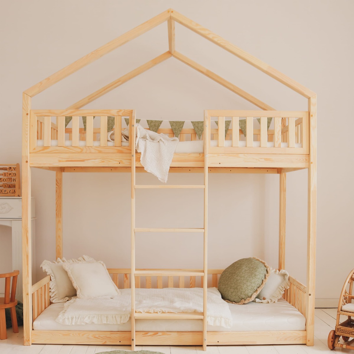 Luloo Bianco Natúr Montessori Emeletes Ágy (90x190 cm)