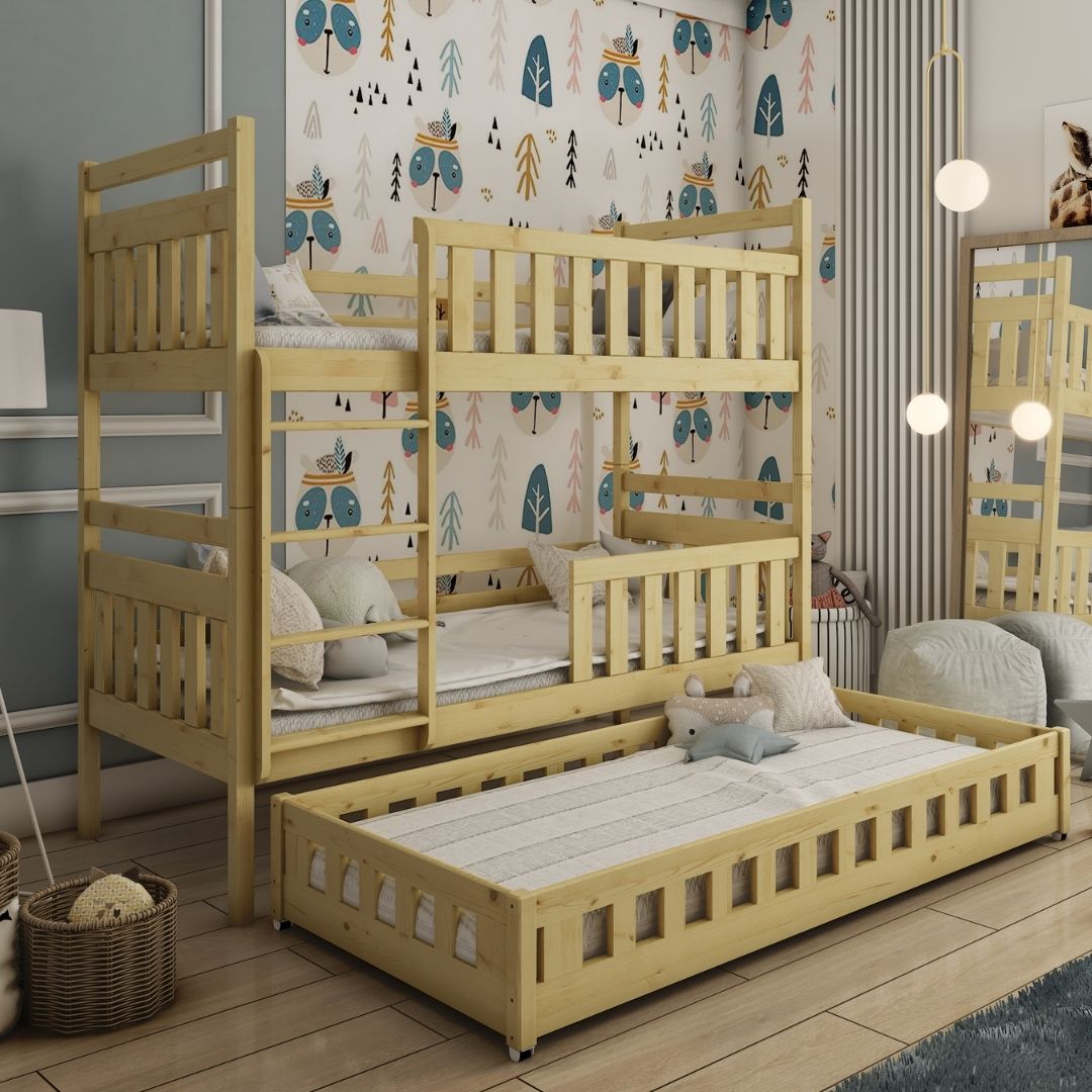 Lano Oliwia Gyerek Emeletes Ágy Zárt Pótággyal Fix leesésgátlóval (lakkozott, 90x200 cm)(Bemutatódarab, esztétikai hibás)