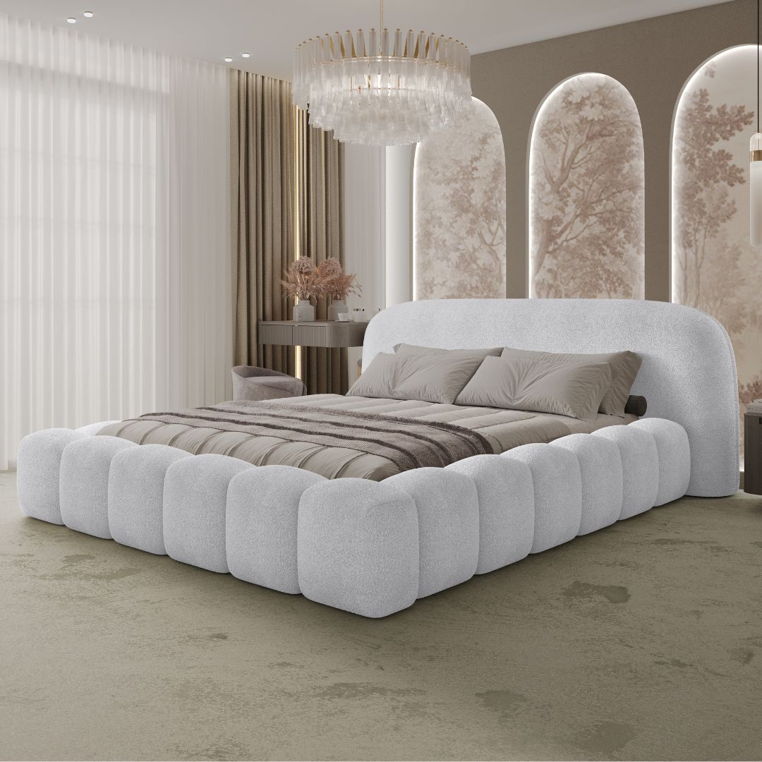Orlando Slim QUELLE Kárpitozott Franciaágy (fehér, bézs, szürke, 140x200 cm)