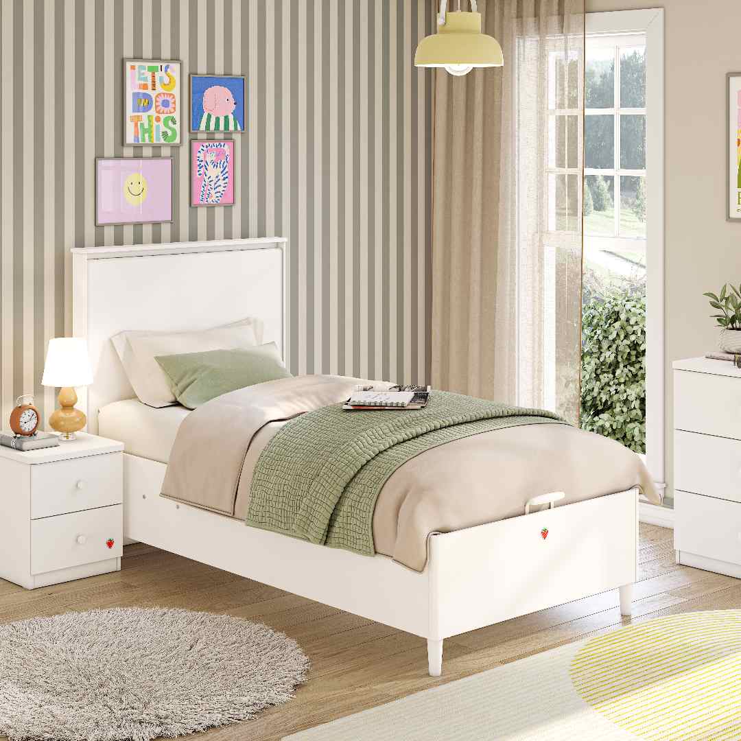 Cilek Varia White Ágyneműtartós Ágy Egyenes Fejtámlával (100x200 cm)