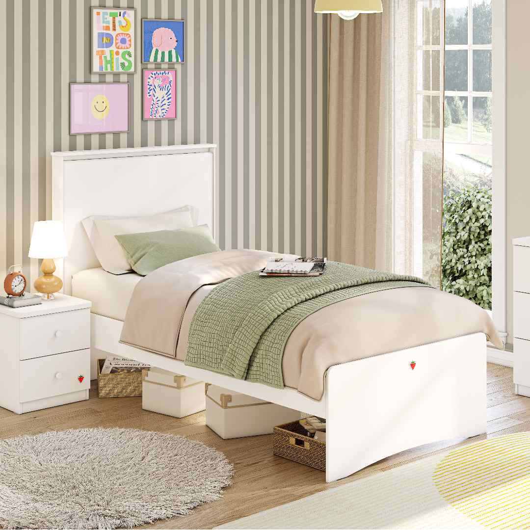Cilek Varia White Ágy Egyenes Fejtámlával (100x200 cm)