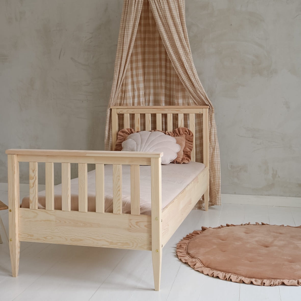Luloo Boho Natúr Vastag Rácsos Ifjúsági Gyerekágy (90x190 cm)