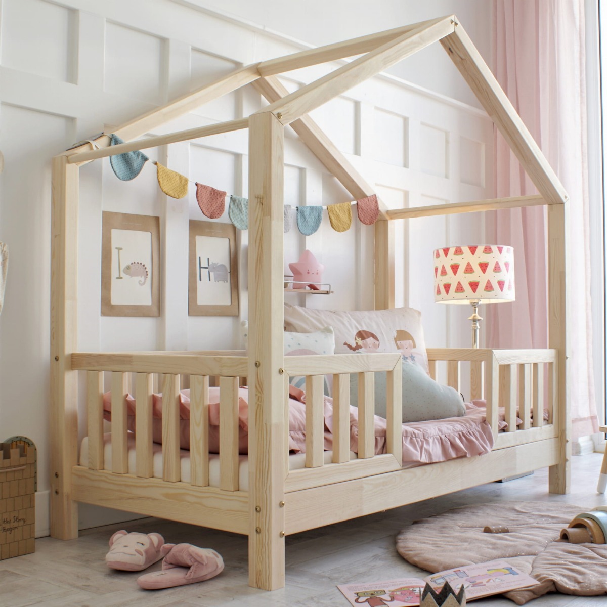 Luloo Duo Natúr Házikó Gyerekágy (90x190 cm)