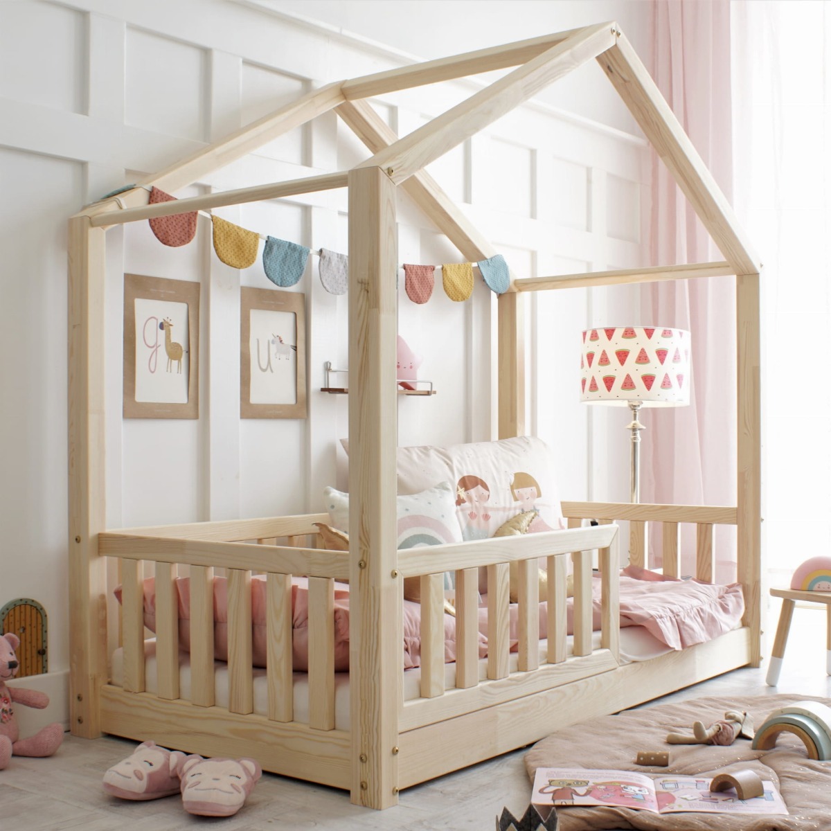 Luloo Natúr Házikó Montessori Gyerekágy (90x190 cm)