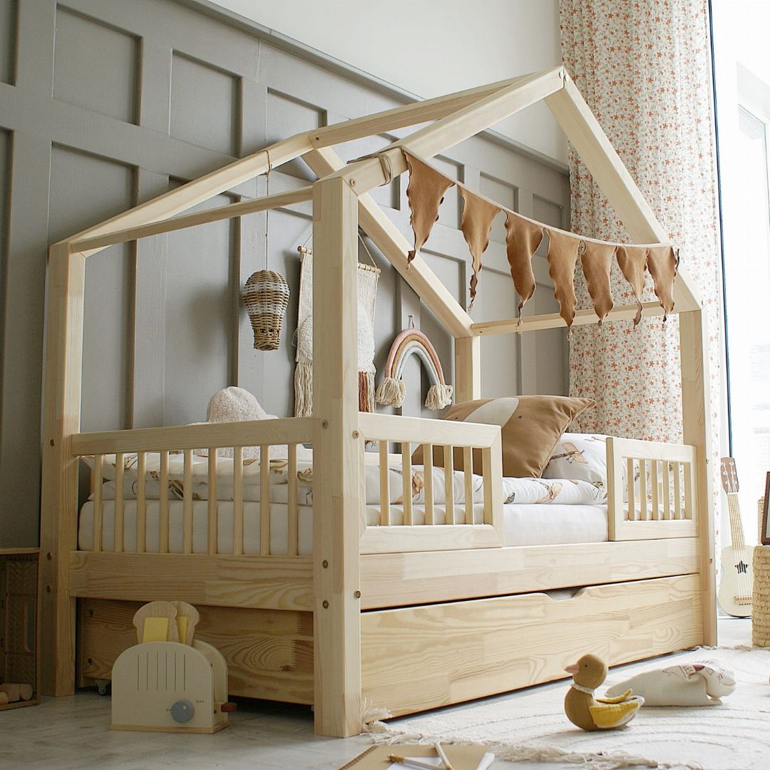 Luloo Housebed Duo Plus Vékony Rácsos Gyerekágy (pótágyazható, több színben, méretben)