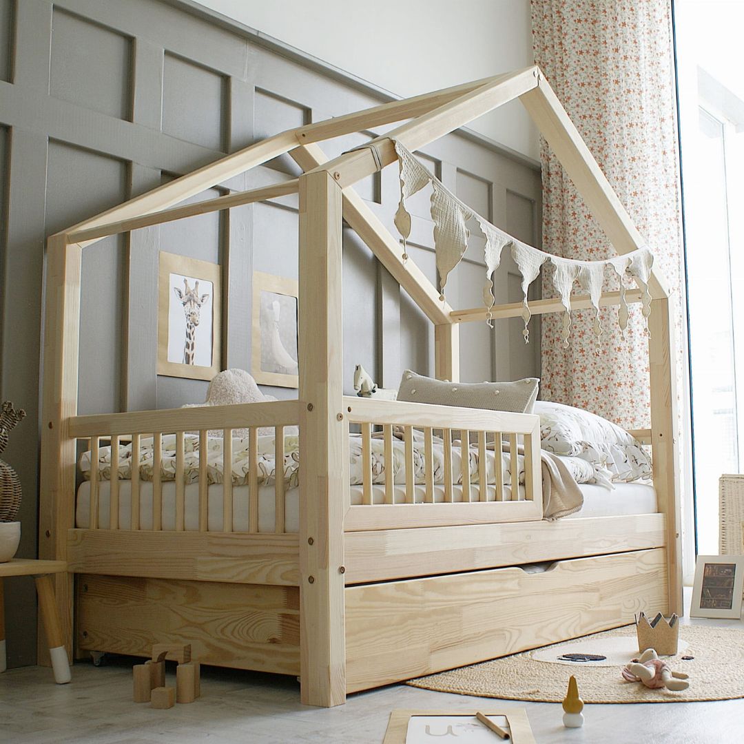 Luloo Housebed Plus Vékony Rácsos Gyerekágy (pótágyazható, több színben, méretben)
