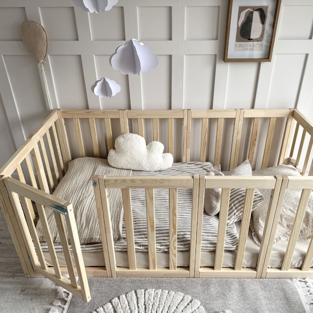 Luloo Modulo Up Natúr Montessori Magas Rácsos Gyerekágy Zárható A