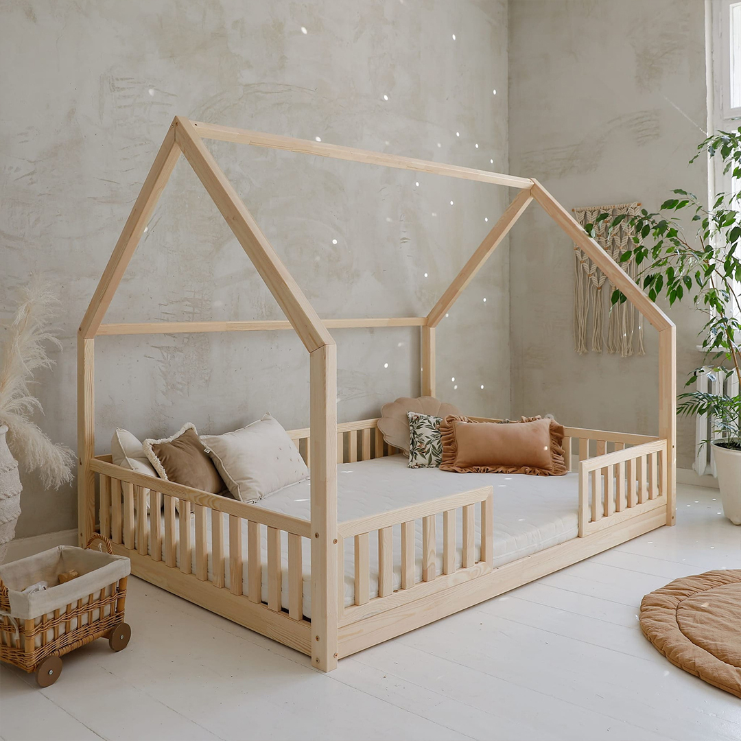 Luloo Bianco Duo Natúr Montessori Házikó Ágy (140x200 cm)
